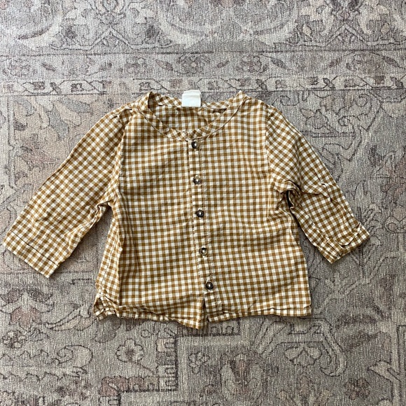 Cotton button up gingham shirt size 2-4 months - Picture 1 of 2
